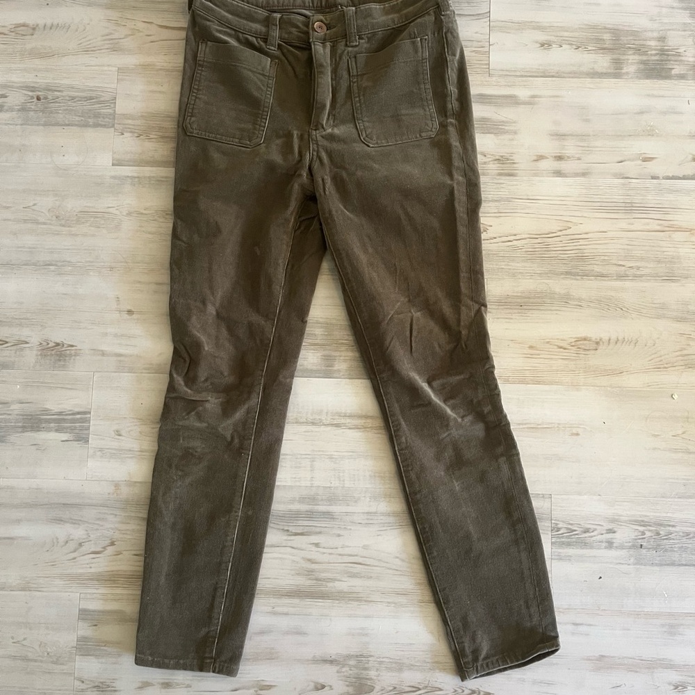 Pilcro and the Letterpress Green Corduroy High Rise Skinny